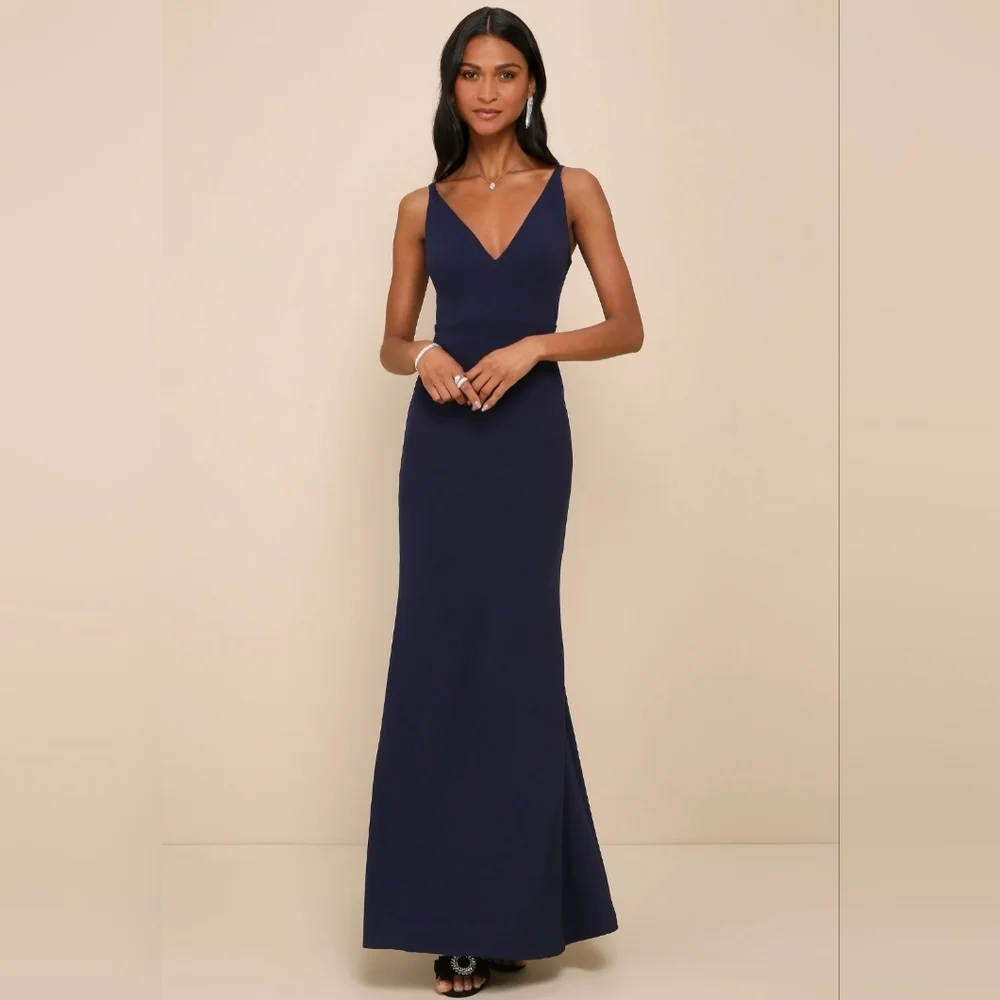 Lulus | Melora Navy Blue Sleeveless Maxi Dress | Size L - Picture 5 of 9